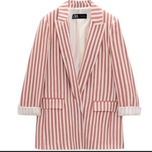 Zara striped pocketed blazer